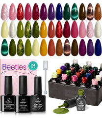 Beetles Cat Eye gel nail polish set packaging shows 20 colors for versatile manicures