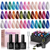 Beetles cat eye gel nail set with 20 colors for versatile fashion-ready nails.