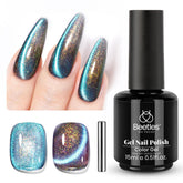 Beetles Cat Eye Gel Polish blue purple magnetic effect for dramatic cat eye nails
