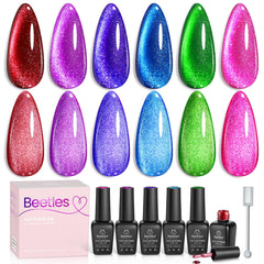 Beetles Cat Eye Gel Nail Polish purple glow for vivid salon-worthy nails.