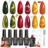 Beetles Cat Eye Gel Nail Polish Set red-burgundy swatch for rich, versatile nails.