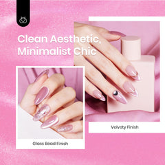 Beetles Cat Eye Gel Polish close-up reveals holographic pink shimmer on the gel.