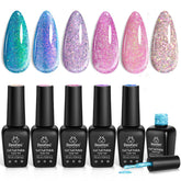 Beetles Chameleon Gel Polish 6 colors set on display for versatile manicure looks