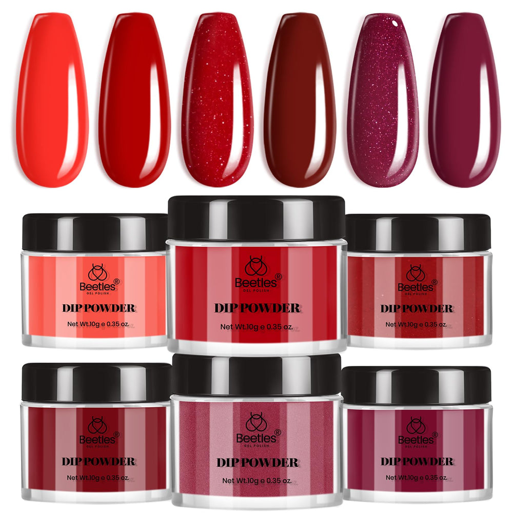 Beetles Christmas dip powder kit 6 colors for festive DIY manicures and holiday nail art.