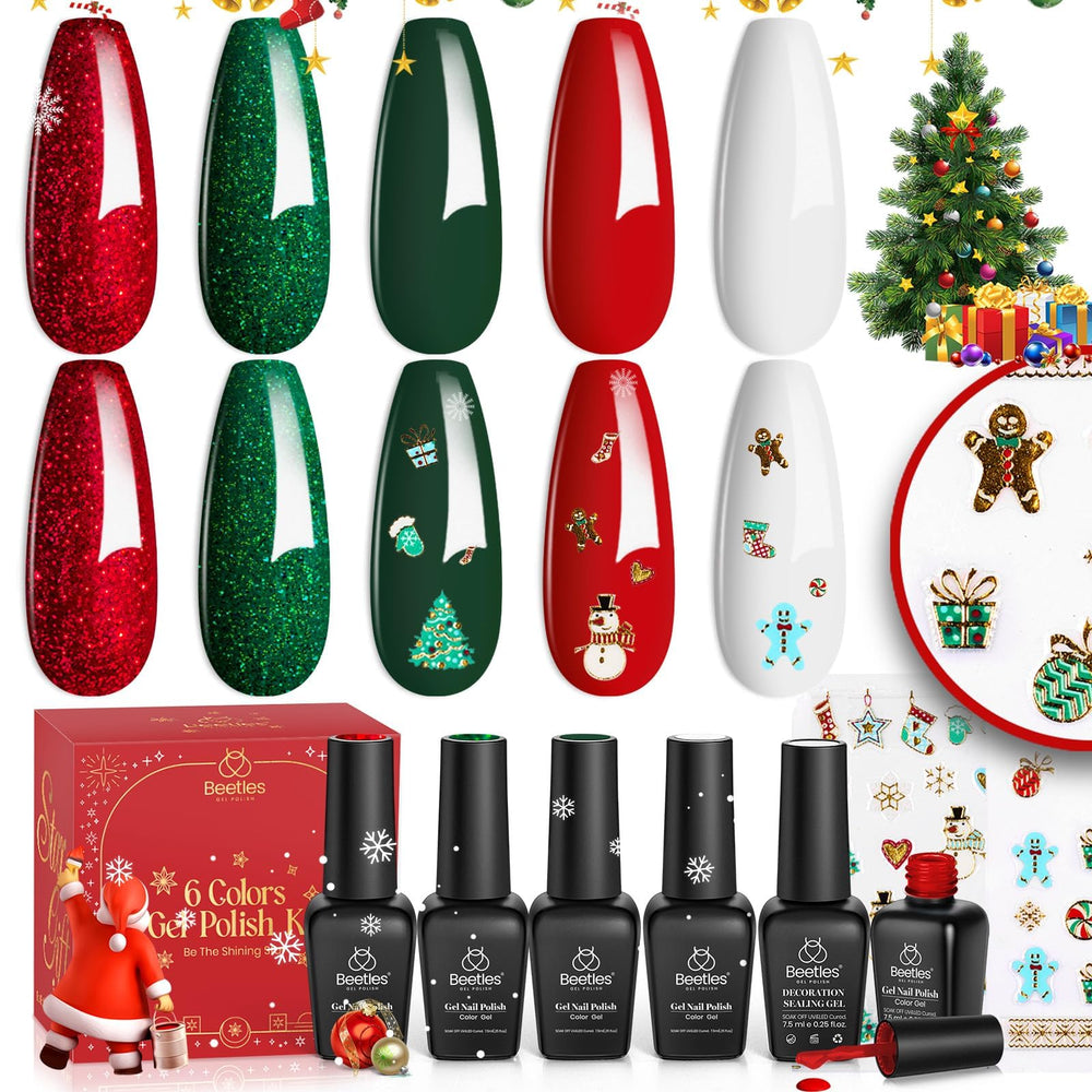 Beetles Christmas Gel Polish Set packaging shown as a ready-to-gift gift box for holidays