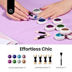 Beetles Gel Polish chrome powder pink color for shimmering manicure.