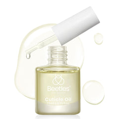 Beetles Cuticle Oil bottle cap image demonstrates easy brush-on daily care for nails.