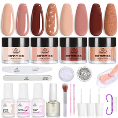 Beetles Dip Powder Nail Kit Espresso Glow contents for at-home manicure essentials.