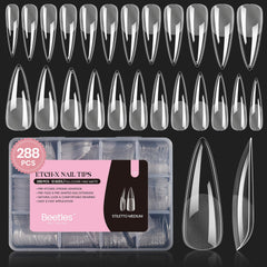 Beetles Etch-X stiletto tips close-up for easy application and natural look.