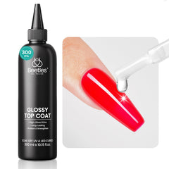 Beetles Extra Glossy Top Coat 300ml bulk bottle pour delivers smooth, chip-resistant high shine.