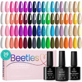 Beetles Fall Gel Nail Polish Set cover image shows a 36-color collection for diverse holiday manicures.