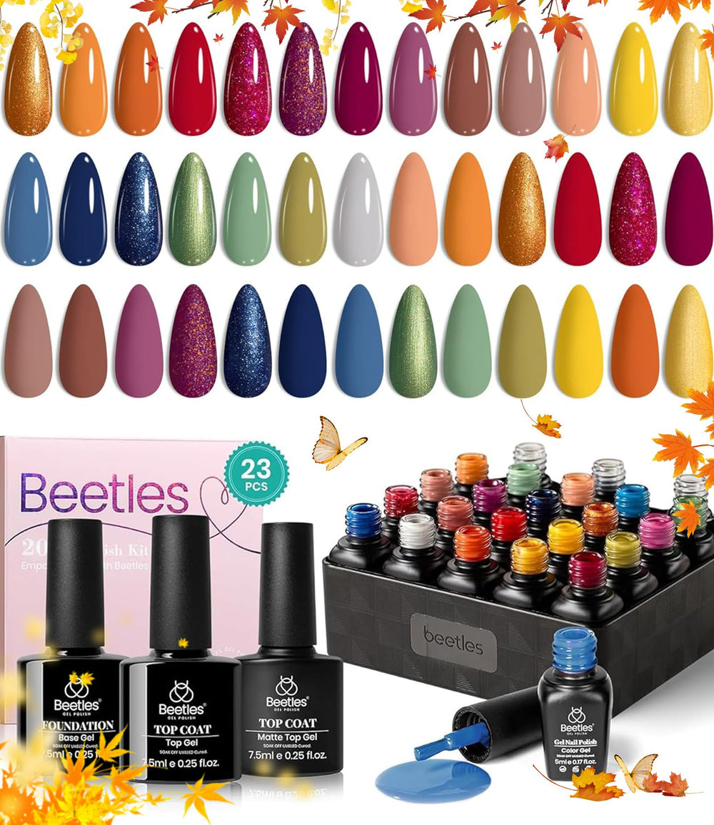 Beetles Fall Gel Polish Set with 20 colors for versatile autumn manicures