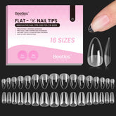 Beetles Flat-X almond coffin short tips package for precise fit on flat nails and easy DIY extensions.
