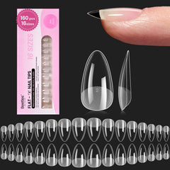 Beetles Flat-X Almond Short nail tips pre-etched for secure fit and long wear.