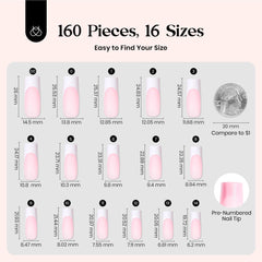 Beetles French Tip Press-On Nails 150-piece set for flexible design options