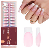 Beetles French Tip Press-On Nails long square white tips for easy salon-quality manicure