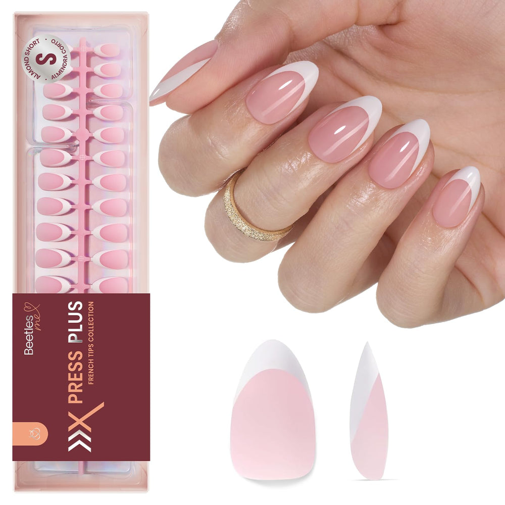 Beetles French Tips pink almond pack for salon-like at-home manicure.