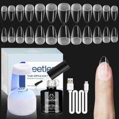 Beetles Gel Nail Extension Kit almond shape set with mini lamp for quick at-home manicures.