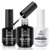 Beetles Gel Nail Glue Kit builder gel bottle for natural nail extensions with crystal-clear finish