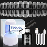 Beetles Gel Nail Kit 504pcs half matte short square tips for easy DIY manicures