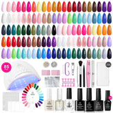 Beetles Gel Nail Kit 55-color swatches offer at-home manicure versatility.