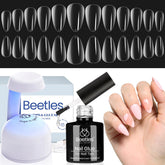 Beetles gel nail kit almond almond tips with UV lamp for quick DIY nails.