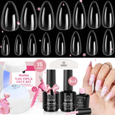 Beetles Gel Nail Kit Clear Almond Medium tips set—durable extensions for at-home manicure.