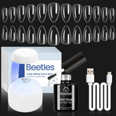 Beetles Gel Nail Kit clear almond short with lamp for at-home nail extensions