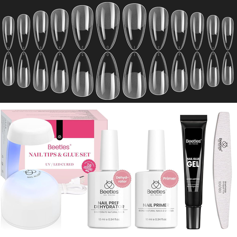 Beetles Gel Nail Kit Medium Almond front view shows beginner-friendly at-home manicure setup