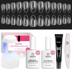 Beetles Gel Nail Kit Short Almond Mini Lamp for quick at-home curing