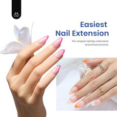Beetles Gel Nail Kit Short Almond tips showcase 240 PMMA tips for natural-looking extensions