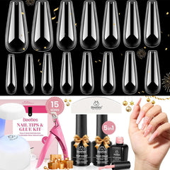 Beetles Gel Nail Kit soft clear nail tips for natural look and easy DIY nails