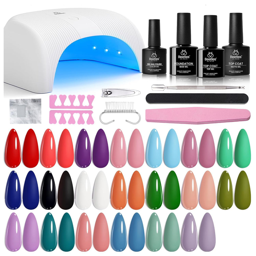 Beetles Gel Nail Kit UV lamp enables at-home gel manicures.