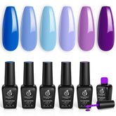 Beetles Gel Polish blue-purple set swatches showing long-lasting color