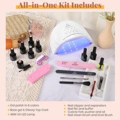 Beetles gel nail polish kit color swatches show six jelly shades for quick selection
