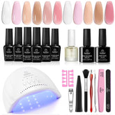 Beetles gel nail polish kit lamp close-up shows compact home manicure setup