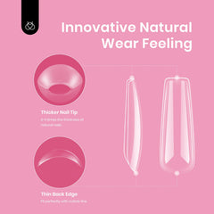 Beetles Gel Nail Tips clear full cover showcases natural nail extension
