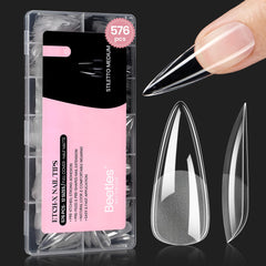 Beetles Gel Nail Tips Etch-X Stiletto Medium 576pcs set for easy DIY manicures.