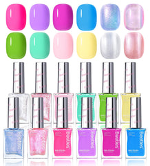 Beetles Gel Polish 12-color set bottles show vibrant hues for quick, fashion-forward nails.