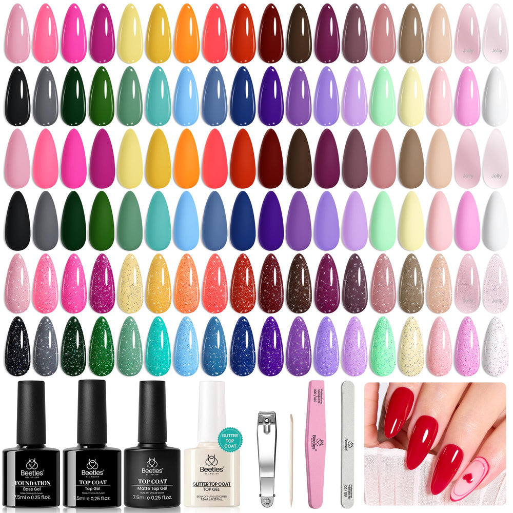 Beetles Gel Polish 36-color kit with full spectrum shades for versatile DIY manicures.