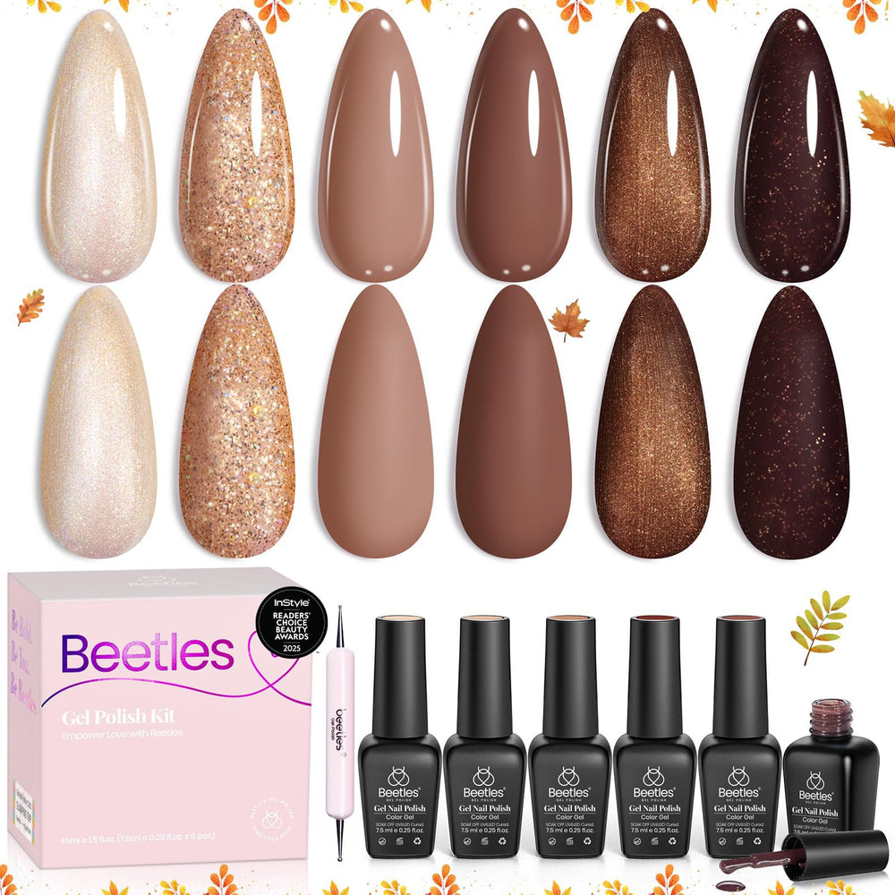 Beetles Gel Polish Brownie Bliss six-color set for fall nails