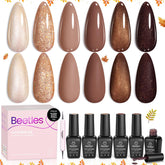 Beetles Gel Polish Brownie Bliss six-color set for fall nails