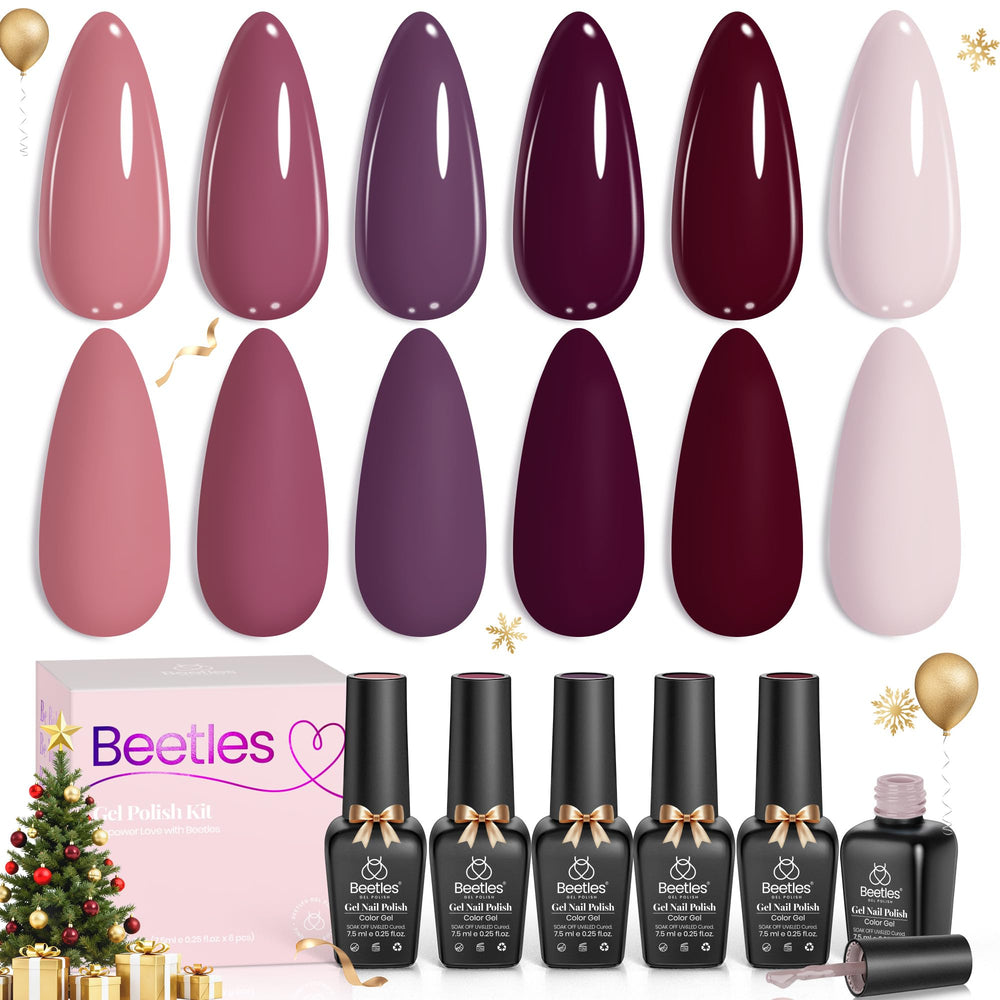 Beetles gel polish Burgundy Purple set swatches for long-lasting fall color.