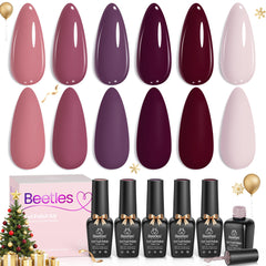 Beetles gel polish Burgundy Purple set swatches for long-lasting fall color.