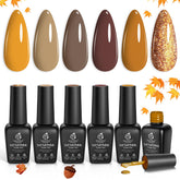 Beetles Gel Polish Fall Set caramel-swatch shows warm autumn shade for chic nails.