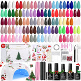 Beetles Gel Polish Kit 80-Pcs Christmas Box Closeup: gift-ready packaging and color variety.