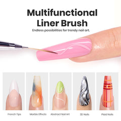 Beetles Gel Polish liner brush applying delicate flower outlines on nails.