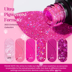 Beetles Gel Polish Pink Angel D712 swatch highlights Nude sparkle for elegant nails.