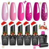 Beetles Gel Polish Pink Angel kit box showing six pink shades for holiday nails.