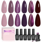 Beetles Gel Polish Muse of Midnight swatch in deep purple for elegant evening nails.